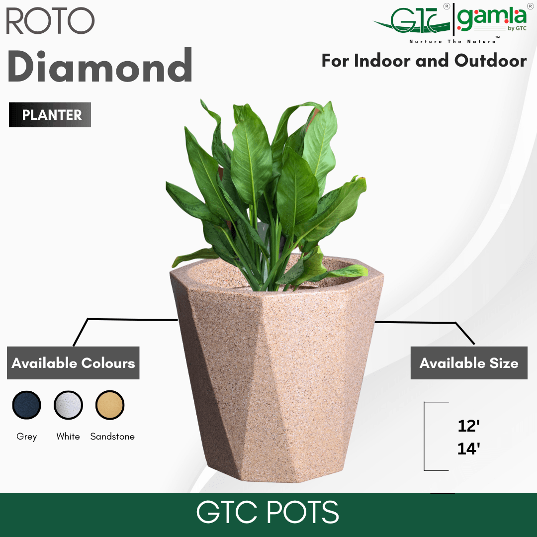 Diamond Planter Roto Moulding Suitable for Home, Gardens, Hotels and Resorts - GTC POTS