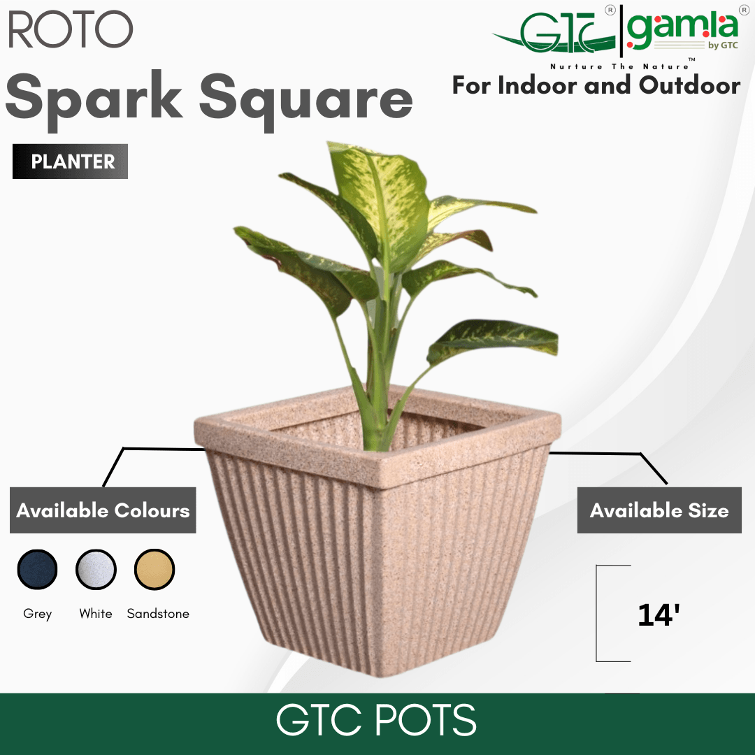 SPARK SQUARE PLANTER Roto Moulding Suitable for Home, Gardens, Hotels and Resorts - GTC POTS