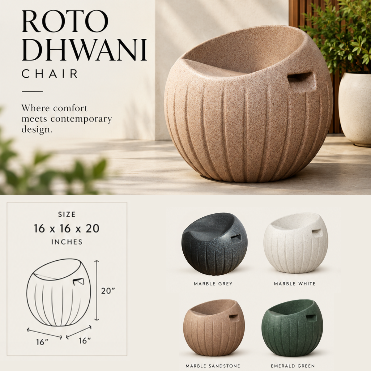 Roto Dhwani Chair | Premium Roto Moulded Outdoor Chair | Roto Homes