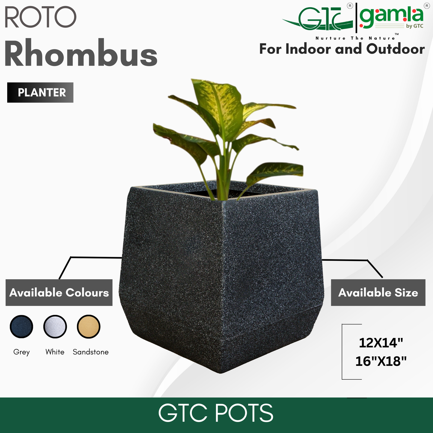 Rhombus Planter Roto Moulding Planter Suitable for Home, Gardens, Hotels and Resorts