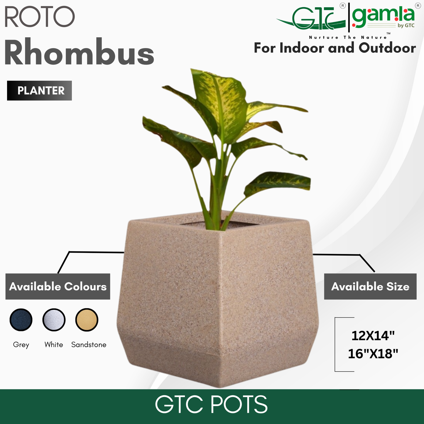 Rhombus Planter Roto Moulding Planter Suitable for Home, Gardens, Hotels and Resorts